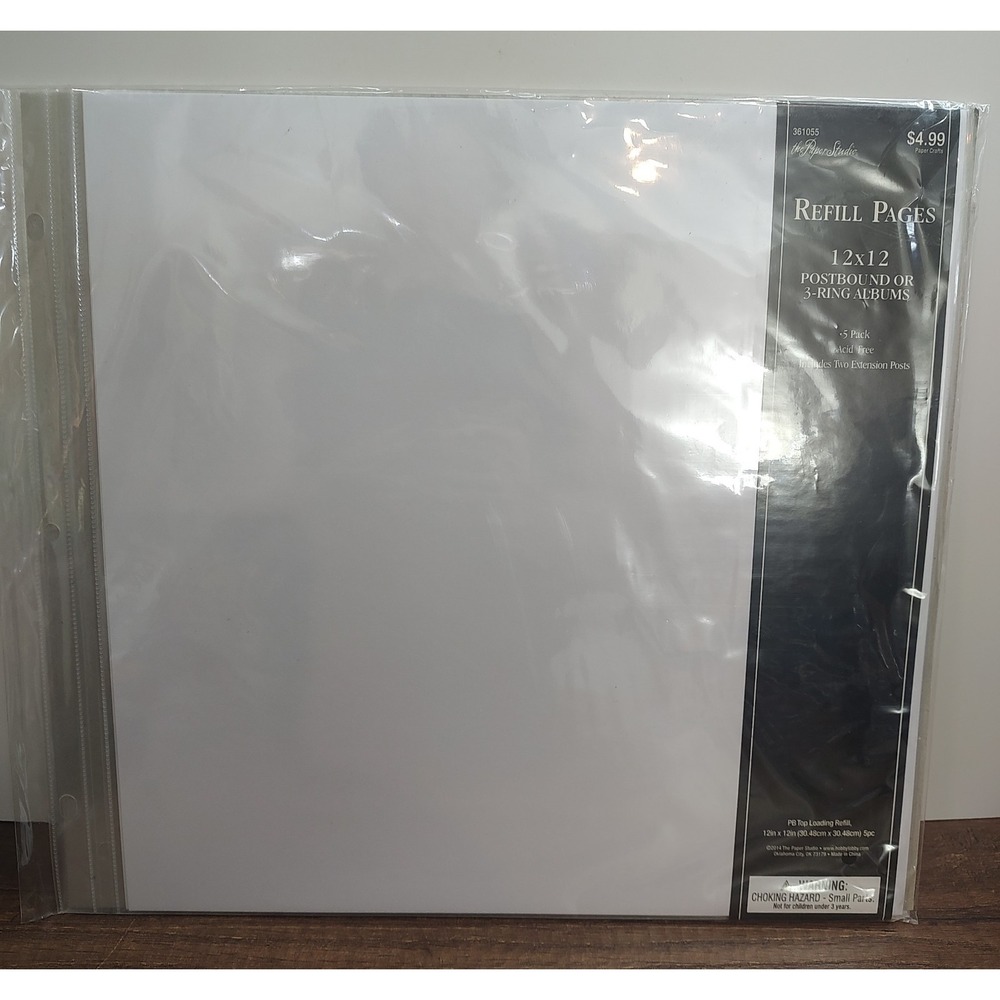 Paper Studio 12x12 Refill Pages for Postbound, 3-Ring Scrapbook Albums W17